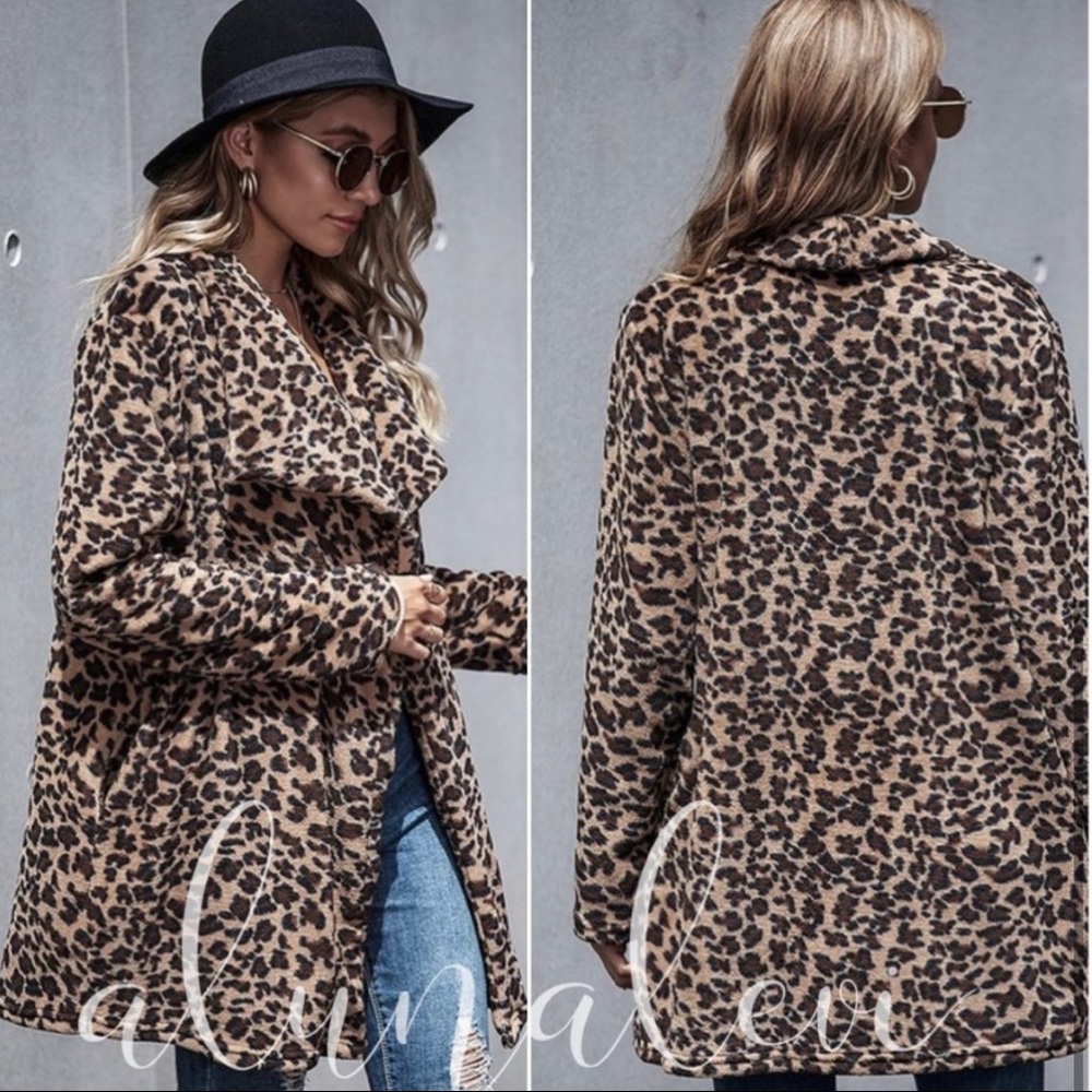 New! Faux Fur Leopard Print Soft Coat Jacket